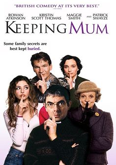 a movie poster for keeping mum with the main characters pointing their finger at something in front of them