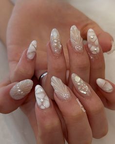 Spring Nail Designs, Brighter Days, Summery Nails, Blush Nails, Classy Acrylic Nails, Pretty Gel Nails, Pearl Nails, Soft Nails, Nail Jewelry