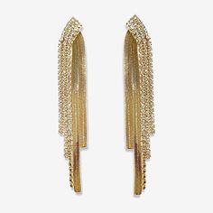 Included: 1 Pair of EarringsEarring Back: PostShape: LinearMetal Color: Gold ToneEarring Length: 3 1/2 InchEarring Width: 1/2 InchCare: Wipe CleanStone Type: 100 CrystalEarrings Type: Post EarringsEarrings Style: Drop EarringsCountry of Origin: Imported Chain Drop Earrings, Teva Sandals, Crystal Chain, Earrings Drop, Crystal Drop Earrings, Crystal Drop, Earrings Color, Earring Backs, Body Size