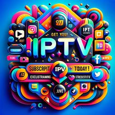 the logo for iptv, which is designed with colorful abstract shapes and typograms