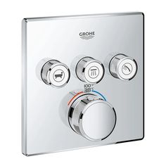 Have a more refreshing and relaxing shower experience with this Grohtherm SmartControl thermostat valve by Grohe. It features the Grohe SmartControl Technology which lets you choose the spray source that you want and a simple push of a button for just the right water volume adjustment. This Grohe 29142000 diverter valve trim also features the Grohe TurboStat Technology which gives you an instant water flow in a temperature that you prefer regardless of some changes in your water supply or pressure. It is a perfect product for your family because it is equipped with the Grohe SafeStop button which allows the temperature to be set at 38 degrees Celsius, keeping everyone, especially kids, from having too hot water. You have the option to change the setting at your desired temperature to meet Smart Box, Shower Taps, Faucet Handles, Shower Valve, Spray Pattern, Shower Set, A Button, Shower Faucet, Thermostat