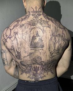 the back of a man with tattoos on his body