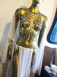 Ice Princess Costume, Goddess Costume, Chain Bra, Princess Costume, Ice Princess, Fantasy Fairy, Snow Queen, Belly Dancers