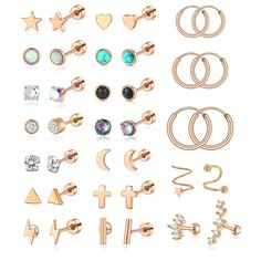 PRICES MAY VARY. Earrings Piercing Jewelry: One Order Includes 14 Pairs Different Style Stainless Steel Earrings for Women or Men,3Pairs Cartilage Earrings Hoops,2Pcs Twisted Ball and Star Earrings,and 2Pcs CZ Inlaid Cartilage Earrings. Wear This Stainless Steel Tiny Stud Earrings for Multiple Piercing,Shown The Special You! Quality Material Flat Back Earrings: 316L Stainless Steel Hypoallergenic Earrings ,High Electroplating Process Makes Color Retention, No Discoloration and No Reaction; Surgi Studs For Men, Tragus Daith, Earrings Cartilage, Cartilage Earrings Stud, Daith Earrings, Cartilage Earrings Hoop, Flat Back Earrings, Surgical Steel Earrings, Tiny Studs