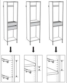 the diagram shows how to install shelves for storage