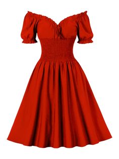 Plus Size Retro Dresses, Shirred Waist Dress, Pin Up Looks, Birthday Dress Women, Vestidos Retro, Robes Vintage, Vestidos Vintage, Plus Size Kleidung, 1950s Dress