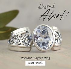 Daily Deal Reveal! The Radiant Filigree Ring is BACK! Just $34.99 today with code: RADIANT Luxury Filigree Ring With Single Cut Diamonds For Gift, White Gold Filligre Ring, Luxury Formal Diamond Filigree Ring, Sterling Silver Filigree Ring, Silver Soldering, Western Wedding Rings, Sterling Silver Rings Boho, Turkish Rings, Emerald Ring Engagement Diamond