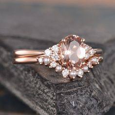 a close up of a ring on a rock