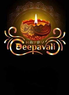 a happy deepavai greeting card with a lit candle in the middle of it