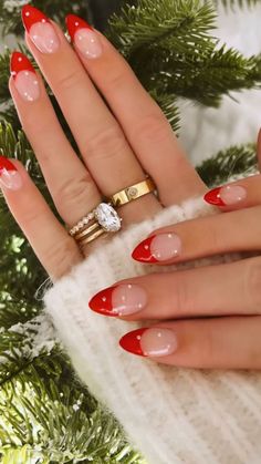 Longer Nails, Red Christmas Nails, Manicure Kit, Christmas Nail, Cute Acrylic Nails