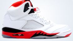 Air Jordan V Retro - "Fire Red/Black Tongue" | Freshness Mag Real Jordans, Cheap Jordan Shoes, Air Jordan Retro, Womens Jordans