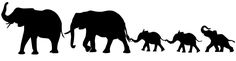 an elephant family silhouetted against a white background