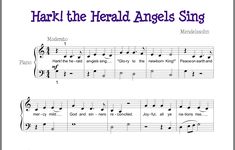 sheet music with the words hartt the herald angels sing in purple and black letters