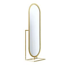 a mirror on a stand with a white background