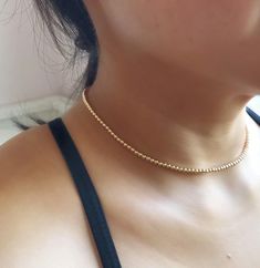 Dainty Gold Bead Necklace Gold Beaded Choker 14K Gold Fill | Etsy