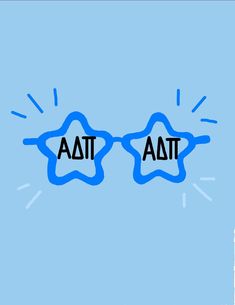 two blue stars with the word atat written on them in black ink against a light blue background