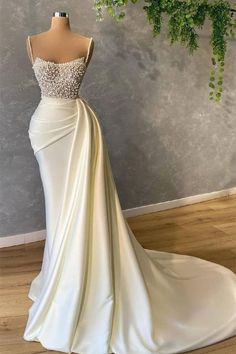 Dresses With Pearls, Cheap Prom Dresses Long, Mermaid Sweetheart, White Chic, Mermaid Sequin, Floor Length Prom Dresses, Prom Dresses Sleeveless, Pearl Dress, A Wedding Dress