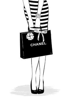 size: 18x12in Art Print: Happy Shopping by Martina Pavlova : Neutral Canvas Art, Chanel Art, Prints Wall Art, Girly Art, Pavlova, Fashion Drawing, Framed Canvas Art, Art Canvas, Framed Canvas