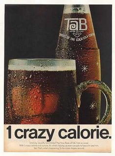 an old ad for the cold beer called crazy calorie, with two glasses