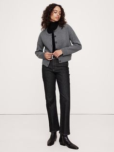 Merino Cropped Cardigan Sweater | Banana Republic