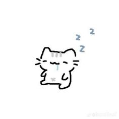 a drawing of a cat that is sleeping on its back with the words sleep written above it