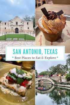 Enchiladas, croissant muffin, river walk in San Antonio, the Alamo San Antonio Texas Restaurants, Places To Eat In San Antonio Texas, San Antonio River Walk, Fun Places To Visit, Ramen Bar