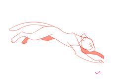 a drawing of a person diving in the air with their arms extended and feet spread out