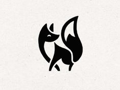 a black and white logo with an animal on it's side, in the shape of a cat