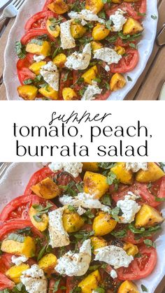 Healthy RecipesSalad RecipesLow Carb RecipesSandwichesTomato SaladBurrata Peach AppetizerGrilled PeachesTomato RecipesTomato Recipe Burrata Salad Recipe, Peach And Burrata, Peach Dish, Burrata Recipe, Tomato Dishes, Burrata Salad, Tomato Salad Recipes, Burrata Cheese