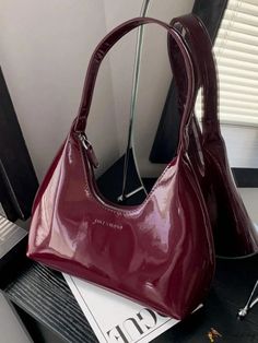 Bird in Bag - Classic Glossy Crescent Underarm Bag: A Stylish and Sophisticated Fashion Accessory for Women, in Burgundy - Perfect Gift for the New Year Sacs Tote Bags, Sophisticated Fashion, My Style Bags, Mode Zara, Luxury Bags Collection, Girly Bags, Fancy Bags, Underarm Bag, Pretty Bags