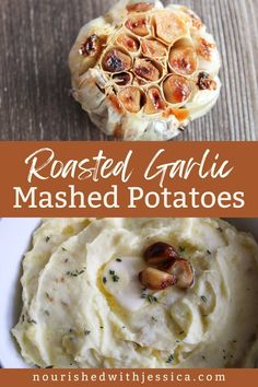 roasted garlic mashed potatoes are an easy side dish that is ready to be eaten