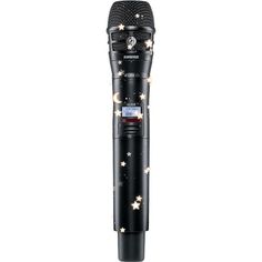 a black microphone with stars on it