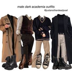 Masculine Presenting Outfits, Academia Outfits Masculine, Masc Academia Outfits, Masculine Dark Academia Outfits, Masc Dark Academia Outfits, Masc Dark Academia, Student Aesthetic