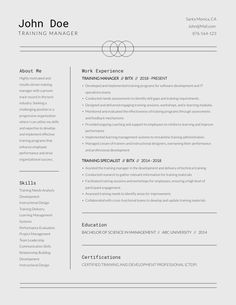 Tech Training Manager Resume Template Visme Free Resume