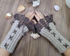 vintage crochet vampire gothic, gloves, knit 60's gloves arm warmers, majestic arm warmer, cosplayer gloves, handmade knitted brown and grey Vampire Gloves, Elegant Vampire, Gothic Gloves, Vampire Gothic