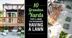 an aerial view of a house with grass and plants in the front yard, next to a sign that says 10 grasses yards that'll make you beginer having a lawn