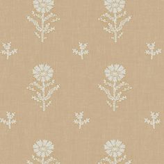 a beige and white wallpaper with flowers on it