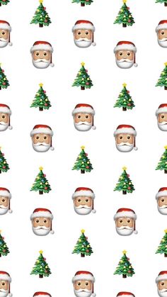 a christmas tree with santa claus's face and beards on white paper background