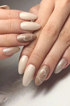 Ongles Beiges, Beige Nails Design, Simple Wedding Nails, Wow Nails, Gel Nails At Home, Nude Nail Designs, Short Almond, Beige Nails, Almond Nails Designs