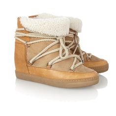 Isabel Marant Nowles Shearling-Lined Wedge Boots Isabel Marant Boots, Boating Outfit, Shearling Boots, Footwear Design Women, Harper's Bazaar