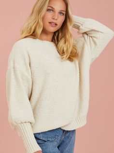 This sThis sweater is the epitome of cozy, designed to wrap you in comfort while keeping you effortlessly stylish. Its plush texture creates a warm and inviting feel, making it perfect for snuggling up on chilly days or lounging around in comfort. Comfy Soft Knit Sweater With Cozy Fit, Cozy Sweater For Loungewear In Fall, Cozy Sweater For Fall Loungewear, Comfy Chunky Knit Sweater With Cozy Fit, Comfy Cozy Fit Chunky Knit Sweater, Chic Fall Sweater With Soft Texture, Comfy Cozy Fit Soft Knit Sweater, Chic Soft Texture Sweater For Fall, Chic Soft Sweater For Fall