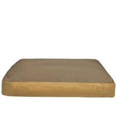 a dog bed that is made out of canvas and has a brown cover on it