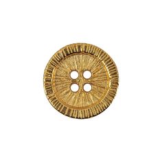 a gold button with three holes on it