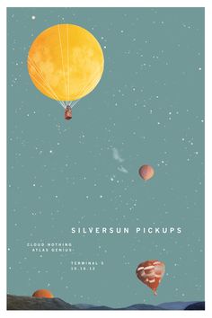 the poster for silversun pickups is shown in front of an image of planets