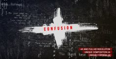 a cross with the word confusion written on it in red and white text over black background