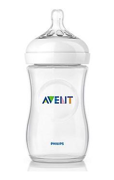 a baby bottle with the word avent printed on it's front and side