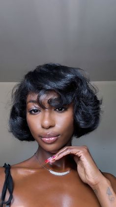 Nisha (@dadt__) on X Natural Hair Silk Press Bob, Short Bob Silk Press, Curly Bob Silk Press, Heavy Bob, Short Silk Press Natural Hair, Black Woman Silk Press Bob, Blowout Styles