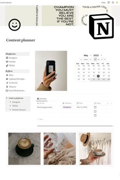 an image of a website page with photos and text on it, including the word content planner