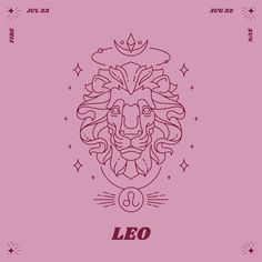 the leo zodiac sign on a pink background