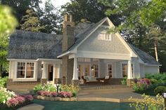 Rendering - Right Rear House In The Country, Basement House Plans, Table Farmhouse, Vintage House Plans, Farmhouse Paint, Brick Exterior House, Craftsman Style House Plans, Farmhouse House, Casa Exterior